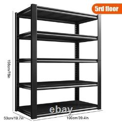 Étagère de rangement en acier carbone réglable à 3/4/5 niveaux de haute résistance