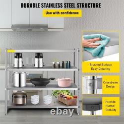 Étagère de rangement en acier inoxydable à 4 niveaux réglable, rack organisateur lourd.