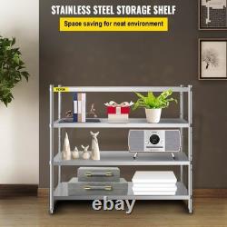 Étagère de rangement en acier inoxydable à 4 niveaux réglable, rack organisateur lourd.