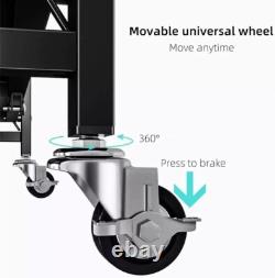 Étagère de rangement en métal à 4 niveaux robuste, unité de rangement pliable avec roulettes