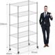 Étagère De Rangement En Métal à 5 Niveaux, Robuste, étagère En Fil Métallique Avec Roues 208x91x45cm