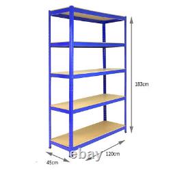 Étagère de rangement pour garage en métal sans boulon, unité de stockage robuste à 5 niveaux de 120cm