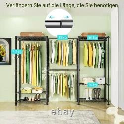 Étagère de rangement pour vêtements en métal robuste avec porte-vêtements suspendus et étagère de présentation