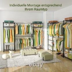 Étagère de rangement pour vêtements en métal robuste avec porte-vêtements suspendus et étagère de présentation