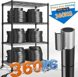 Étagère de stockage en métal robuste à 4 niveaux, Rack 360KG, 90x35x137cm, Noir
