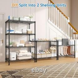 Étagère de stockage en métal robuste à 4 niveaux, Rack 360KG, 90x35x137cm, Noir