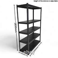 Étagère en acier sans boulons, résistante, avec finition en poudre, rack ajustable à 5 niveaux