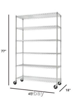 Étagère en fil métallique TRINITY EcoStorage NSF à 6 niveaux, robuste, capacité de 1000 lb, étagère de garage