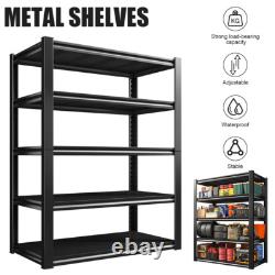 Étagère en métal à 5 niveaux pour le rangement - Racks de stockage pour garage, entrepôt ou abri