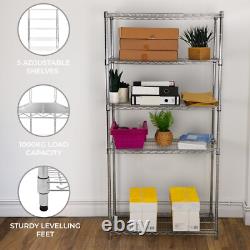 Étagère en métal à 5 niveaux pour rangement - unité de stockage pour cuisine, bureau, garage