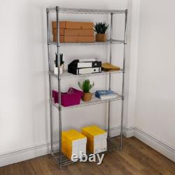 Étagère en métal à 5 niveaux pour rangement - unité de stockage pour cuisine, bureau, garage