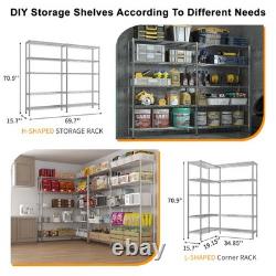 Étagère en métal lourde à 5 niveaux - Rack de stockage à double rangée réglable