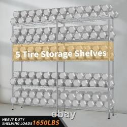 Étagère en métal lourde à 5 niveaux - Rack de stockage à double rangée réglable