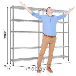 Étagère en métal lourde à 5 niveaux - Rack de stockage à double rangée réglable