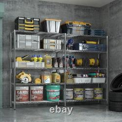 Étagère en métal lourde à 5 niveaux - Rack de stockage à double rangée réglable