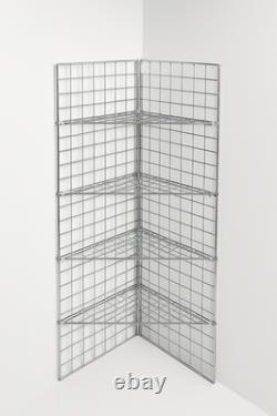 Étagère en treillis métallique en chrome, grille de coin, support d'affichage lourd pour magasin de détail