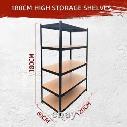 Étagère métallique à 5 niveaux, rack de garage, unité de rangement sans boulons, 120x60x180cm