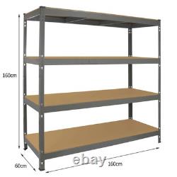Étagère métallique à rayonnage sans boulons en acier robuste à 4 niveaux pour garage