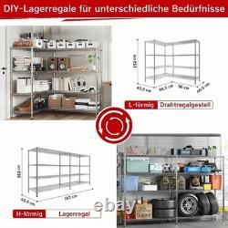 Étagère métallique de rangement à 4/5 niveaux, étagère en fil de fer pour cuisine, bureau, garage.