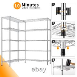 Étagère métallique robuste à 4-5 niveaux, rack de stockage ajustable à double rangée