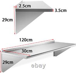Étagère murale en acier inoxydable 120x30cm, robuste, étagères de cuisine industrielles