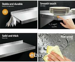 Étagère murale en acier inoxydable 120x30cm, robuste, étagères de cuisine industrielles