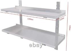 Étagère murale en acier inoxydable robuste 100x30cm, rack de rangement pour cuisine commerciale