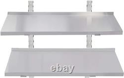 Étagère murale en acier inoxydable robuste 100x30cm, rack de rangement pour cuisine commerciale