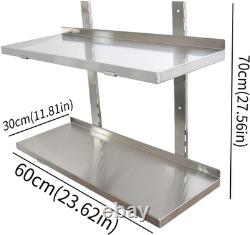 Étagère murale en acier inoxydable robuste 60x30cm, support de rangement pour cuisine commerciale