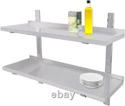 Étagère murale en acier inoxydable robuste 60x30cm, support de rangement pour cuisine commerciale