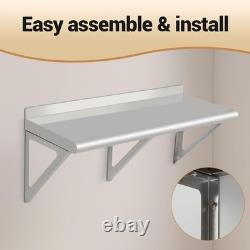 Étagère murale flottante en acier inoxydable, étagère murale commerciale robuste.