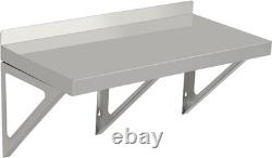 Étagère murale flottante en acier inoxydable, étagère murale commerciale robuste.