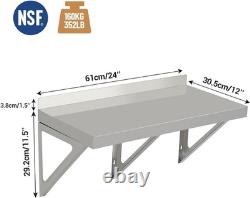 Étagère murale flottante en acier inoxydable, étagère murale commerciale robuste.