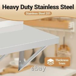 Étagère murale flottante en acier inoxydable, étagère murale commerciale robuste.