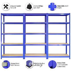 Étagère pour garage 3 x 3 tablettes, étagère de rangement sans boulon en bleu