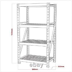 Étagère robuste Sealey avec 4 étagères en maille, capacité de 640 kg par niveau