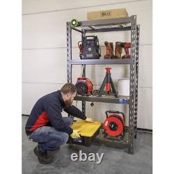 Étagère robuste Sealey avec 4 étagères en maille, capacité de 640 kg par niveau