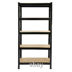 Étagère robuste à 5 niveaux sans boulons pour rangement et affichage, noire, pour garage