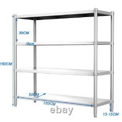 Étagères de cuisine en acier inoxydable, étagères de rangement robustes, étagères commerciales pour la restauration
