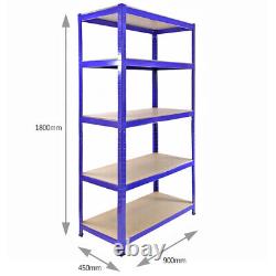 Étagères de garage 3 x unité d'étagères étagères étagères sans boulons étagère de rangement robuste bleue