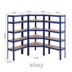 Étagères de garage à 5 niveaux pour rangement d'angle 1,5 m, ensemble de 3 unités d'étagères de bricolage