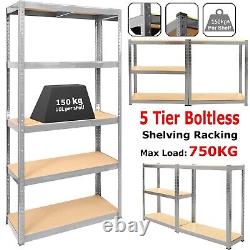 Étagères de rangement de garage robustes à 5 niveaux 6x Racking, unité en acier sans boulon