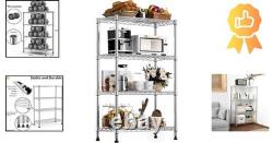 Étagères de rangement industrielles en métal chromé à 4 niveaux, rack en acier réglable 35x75x120 cm