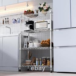 Étagères de rangement industrielles en métal chromé à 4 niveaux, rack en acier réglable 35x75x120 cm