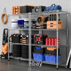 Étagères de rangement industrielles en métal chromé à 4 niveaux, rack en acier réglable 35x75x120 cm