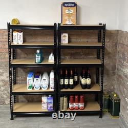 Étagères de stockage industrielles noires robustes à 5 niveaux idéales pour bureau et abri