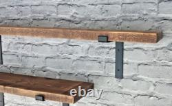 Étagères en planches de bois rustiques industrielles avec 2 supports, épaisseur de 4,4 cm, épaisses.