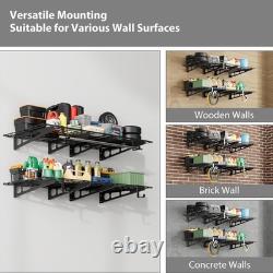 Étagères murales robustes de garage montées au mur 2PCS 2X6 FT Rack de stockage 800lbs