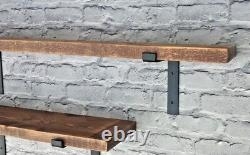 Étagères rustiques en planches de bois pour échafaudage industriel + 2 supports