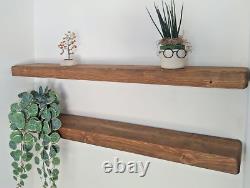 Étagères rustiques flottantes en bois massif étagère faite à la main 17 cm - supports invisibles